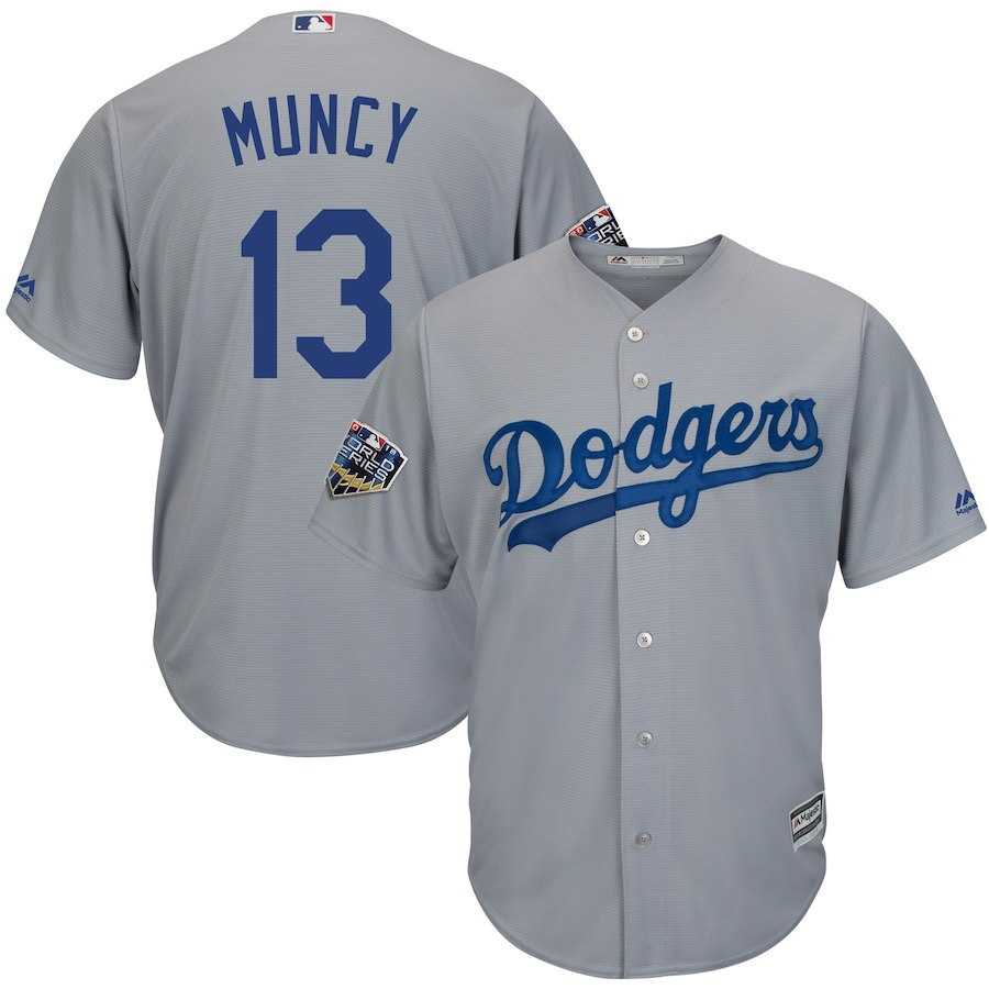 Dodgers 13 Max Muncy Gray 2018 World Series Cool Base Player Jersey Dzhi,We sell and wholesale Dodgers 13 Max Muncy Gray 2018 World Series Cool Base Player Jersey Dzhi on line form chian!